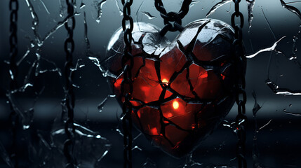 broken heart and flying pieces of separation from a loved one