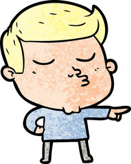 cartoon model guy pouting