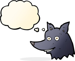 cartoon wolf head with thought bubble