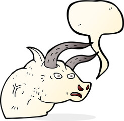 cartoon angry bull head with speech bubble