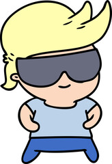 cartoon illustration kawaii kid with shades