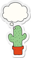 cartoon cactus with thought bubble as a printed sticker