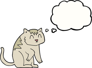 freehand drawn thought bubble cartoon cat