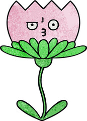 retro grunge texture cartoon of a flower