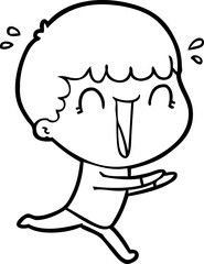 laughing cartoon man running