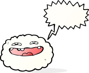 happy cartoon cloud with speech bubble