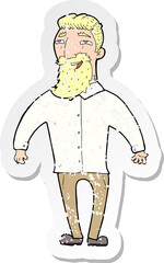 Obraz premium retro distressed sticker of a cartoon happy man with beard