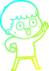 cold gradient line drawing of a cartoon man staring