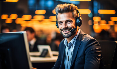 Call Center Manager in Elegant Suit at Work