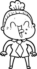 cartoon happy old woman