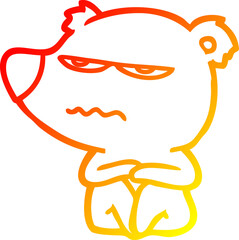 warm gradient line drawing of a angry bear cartoon