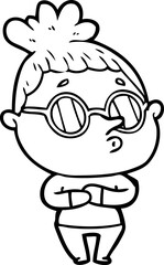cartoon woman wearing sunglasses