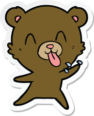 sticker of a rude cartoon bear