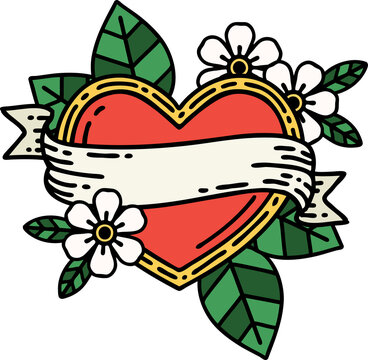 tattoo in traditional style of a heart and banner