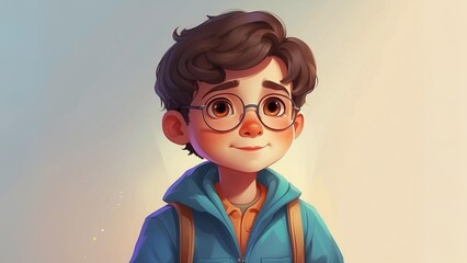portrait of a boy, boy wearing glasses on isolated background
