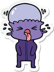 sticker of a weird cartoon alien