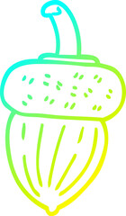 cold gradient line drawing of a cartoon acorn