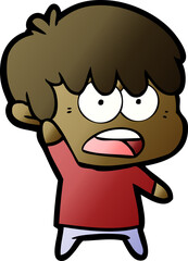 worried cartoon boy