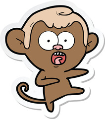 sticker of a cartoon shocked monkey