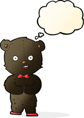 cartoon teddy black bear with thought bubble