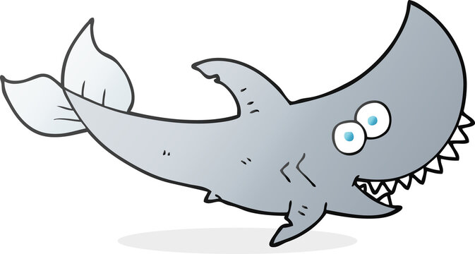 freehand drawn cartoon shark