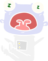 flat color style cartoon weird alien shouting