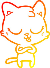 warm gradient line drawing of a cartoon cat