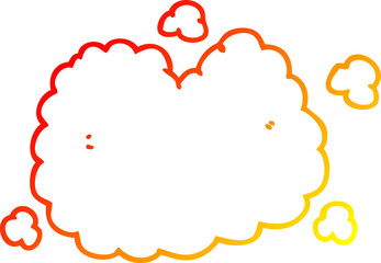 warm gradient line drawing of a cartoon smoke cloud