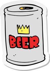 sticker of a cartoon beer can