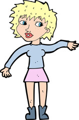 cartoon friendly woman waving