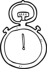 freehand drawn black and white cartoon stop watch