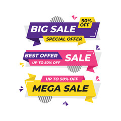 Set of sale discount offer banner template vector