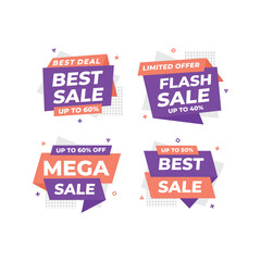 Set of sale discount offer banner template vector