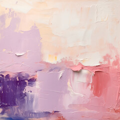 Close-up of a textured painting with strokes of pastel oil paint, creating a soft, tactile surface...