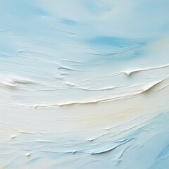 Close-up of a textured painting with strokes of pastel oil paint, creating a soft, tactile surface with artistic depth