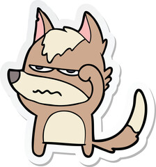 sticker of a cartoon annoyed wolf