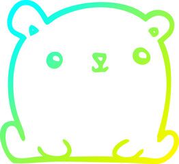cold gradient line drawing of a cute cartoon bear