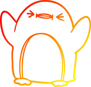 recommend clip art: warm gradient line drawing of a cartoon penguin