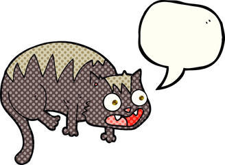 freehand drawn comic book speech bubble cartoon cat