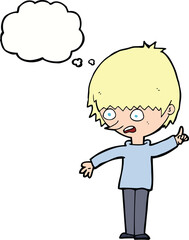 cartoon boy with question with thought bubble