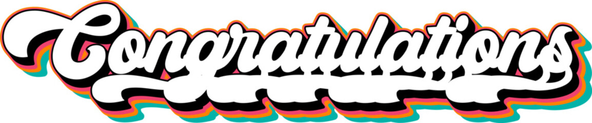 Vibrant 3D Graffiti Style Congratulations Sign. Congratulations bold handwritten colorful text. Congratulations bold graffiti sign. Congratulations colorful bold text.