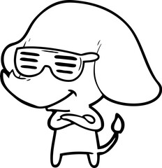 cartoon cool smiling elephant with crossed arms