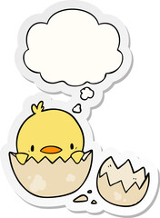 cartoon chick with thought bubble as a printed sticker