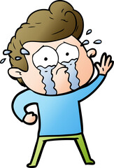 cartoon crying man waving