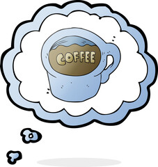 freehand drawn thought bubble cartoon coffee mug