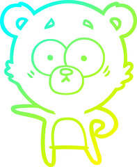 cold gradient line drawing of a surprised polar bear cartoon