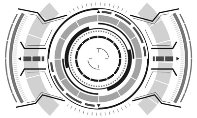 HUD sci-fi circle interface screen view grey geometric design virtual reality futuristic technology creative display on white vector.