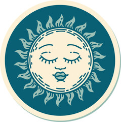sticker of tattoo in traditional style of a sun