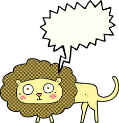 freehand drawn comic book speech bubble cartoon lion