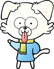 cartoon dog in winter clothes